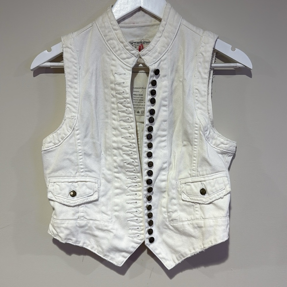 Current/Elliott white Jean vest natural size 1